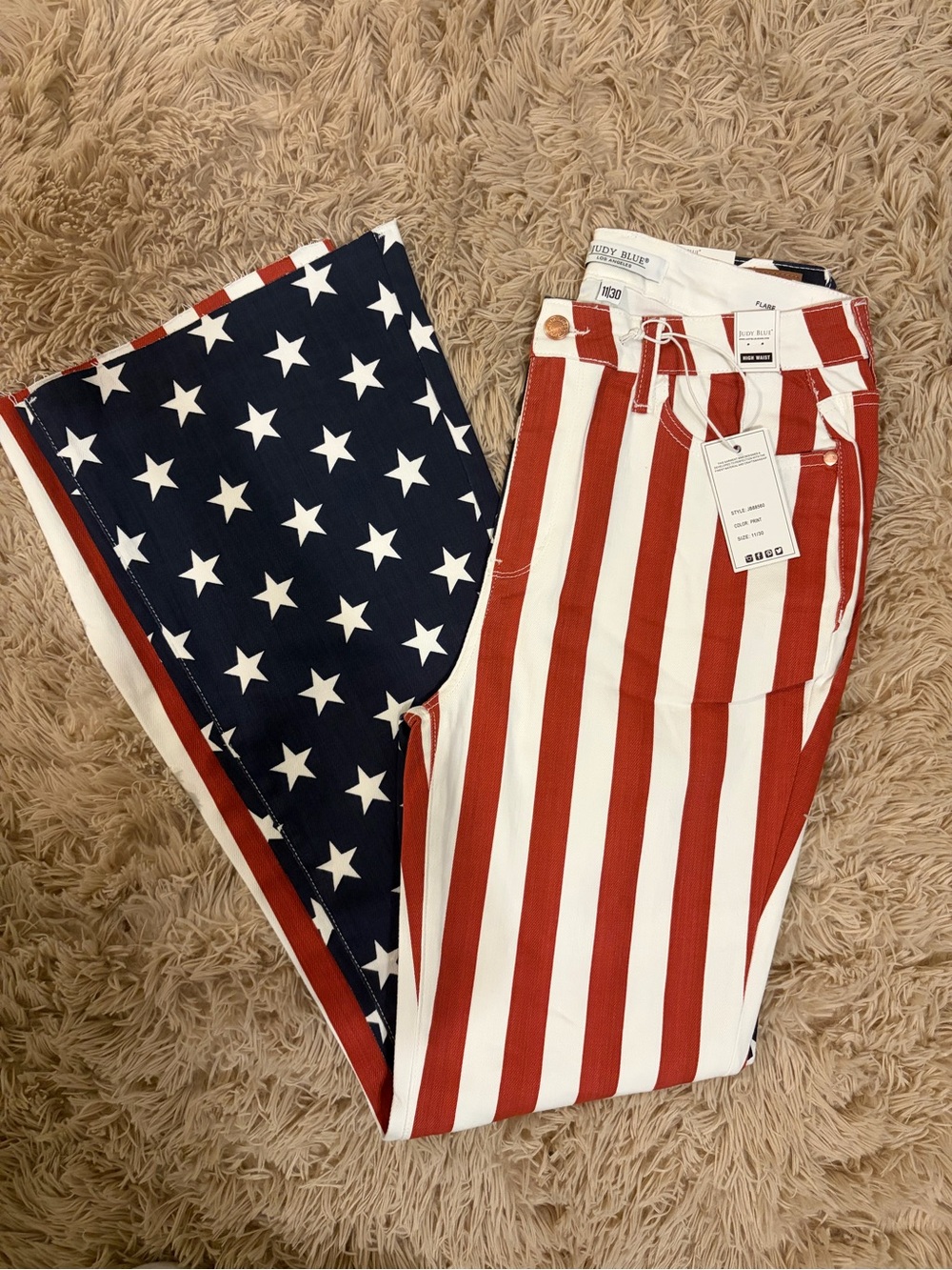 Judy Blue Americana Flag Print Flare Jeans - Red, White & Blue